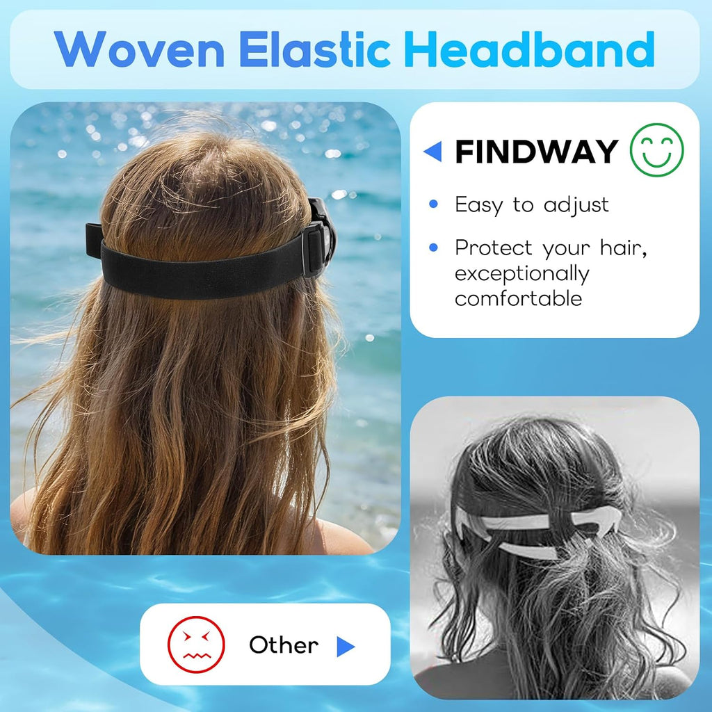 Findway Tauchmaske Erwachsene Teenager 180° Panorama-Glas Anti-Fog Nasenabdeckun