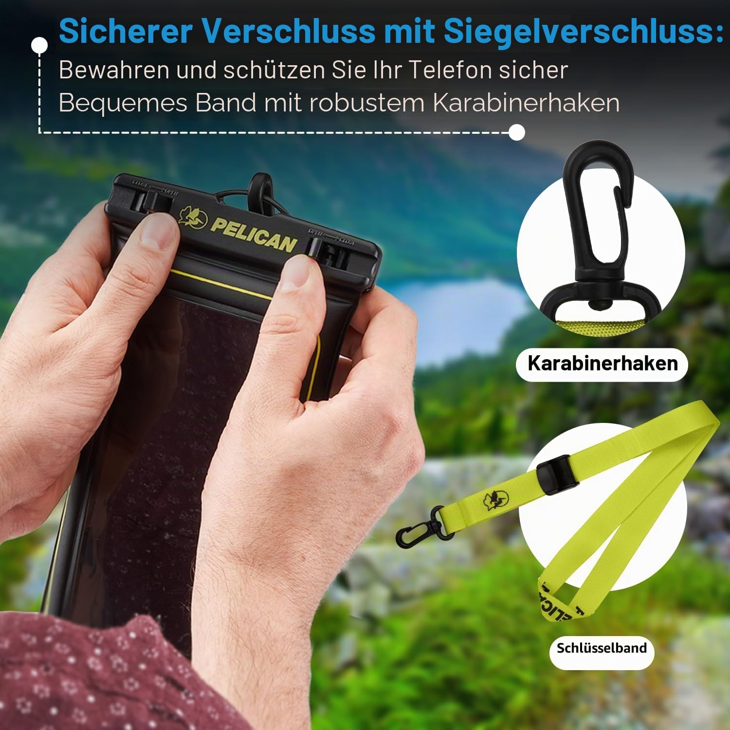 Pelican wasserdichte Handyhuelle IP68 schwimmend fuer iPhone 15/14/13 Pro Max