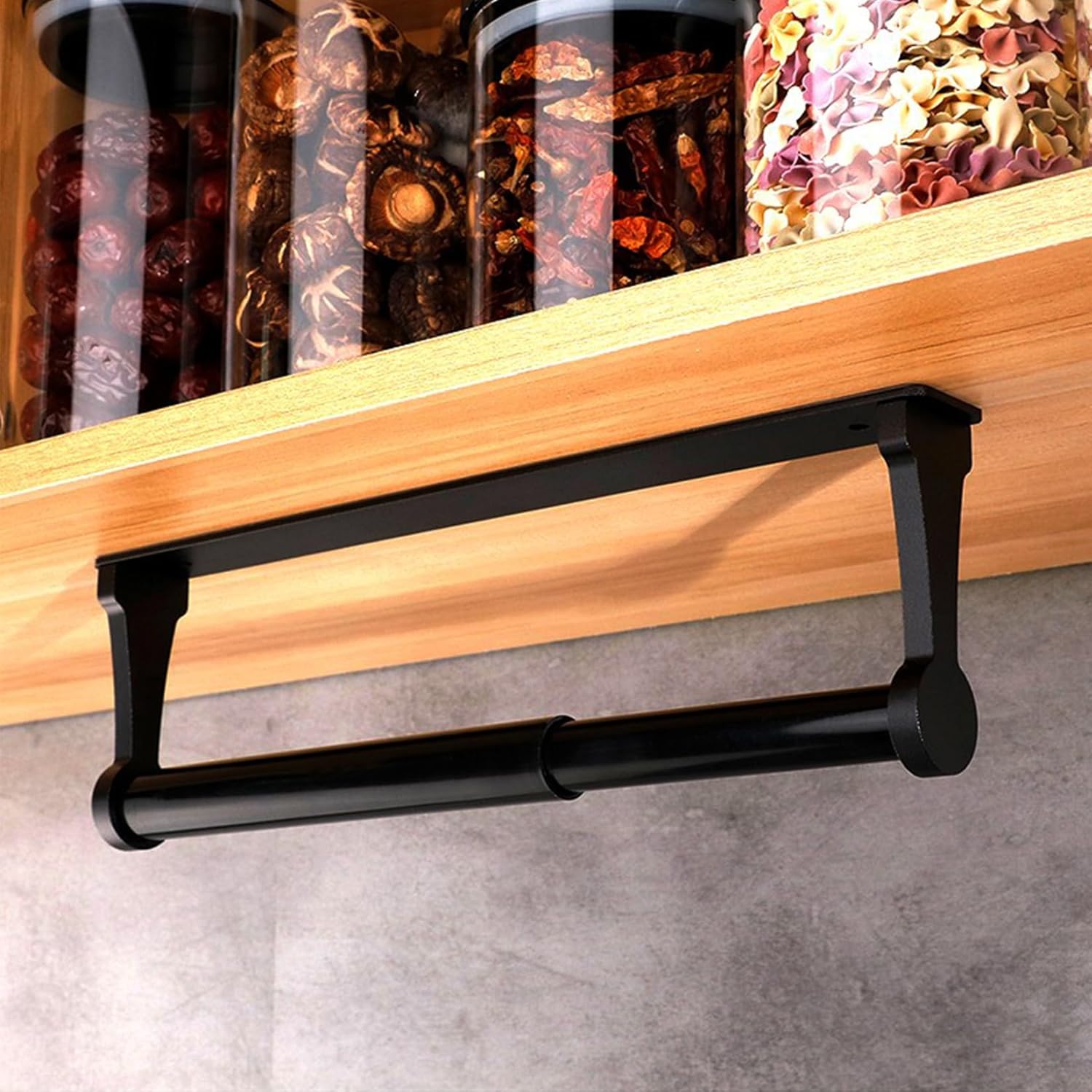 Kuechenrollenhalter Selbstklebend Aluminium schwarz Wandmontage ohne Bohren