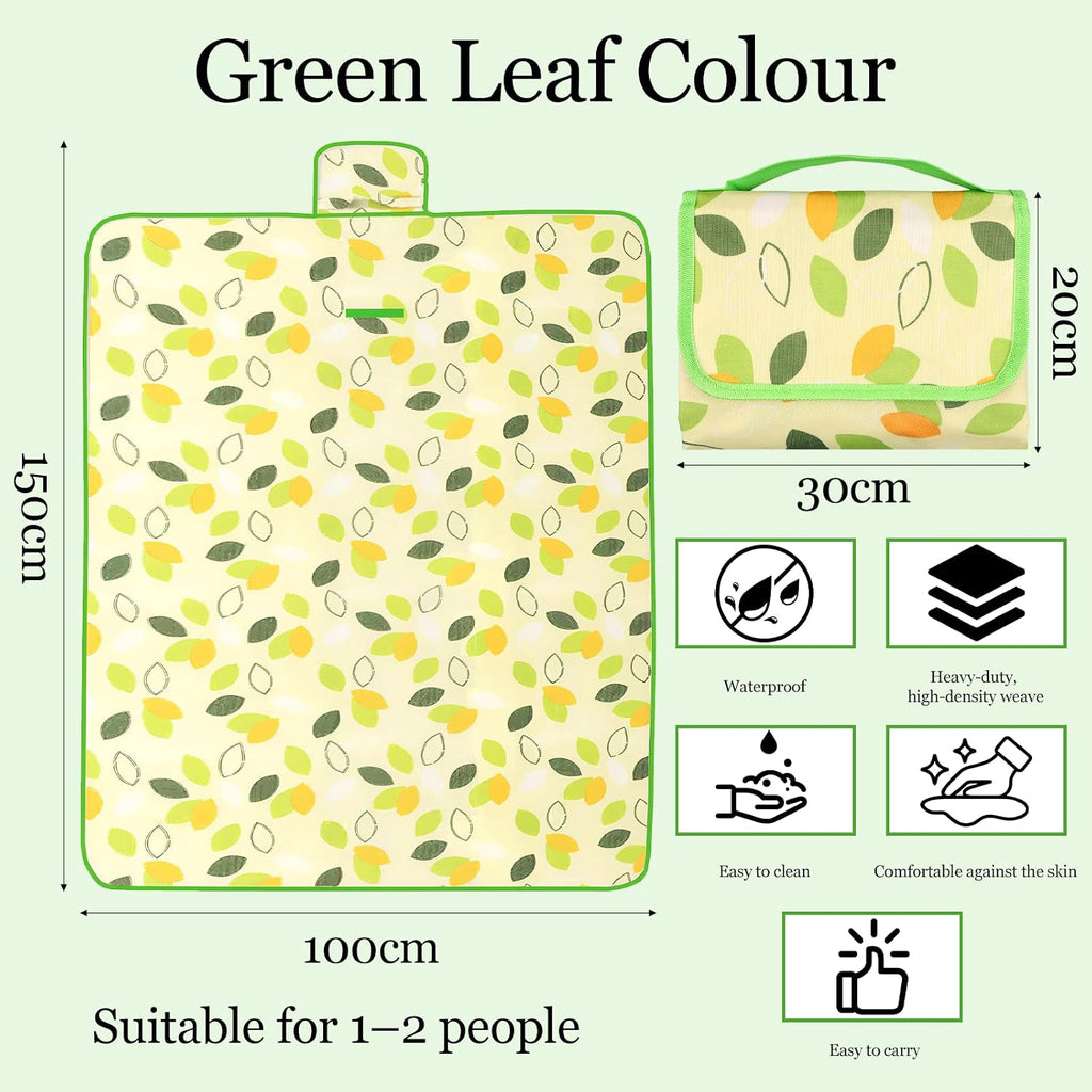 Picknickdecke 100x150 cm wasserdicht sandfrei isoliert Gruen Blatt