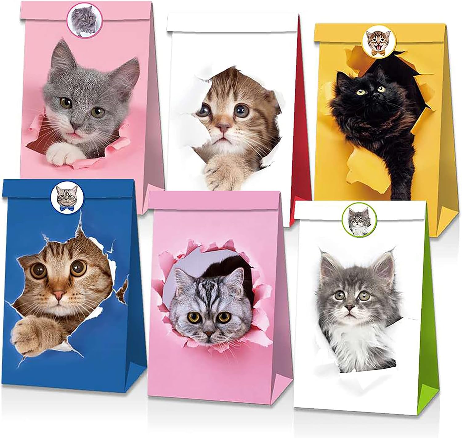 Geschenktueten 12er Set Katzenmotiv Papiertueten Goodie Bags Party Suessigkeiten