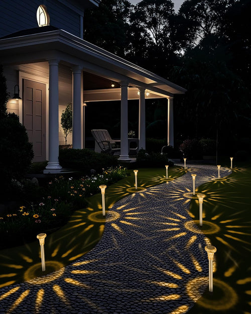 6er Set Solarleuchten Garten Edelstahl IP65 Warmweiss LED Aussen Wegleuchten
