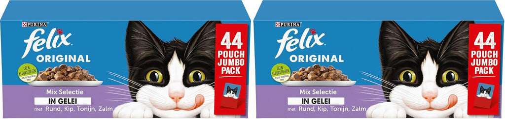Felix Katzenfutter Mix in Gelee 44 x Huhn Lachs Thunfisch