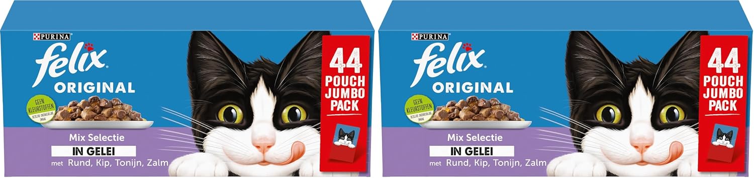 Felix Katzenfutter Mix in Gelee 44 x Huhn Lachs Thunfisch