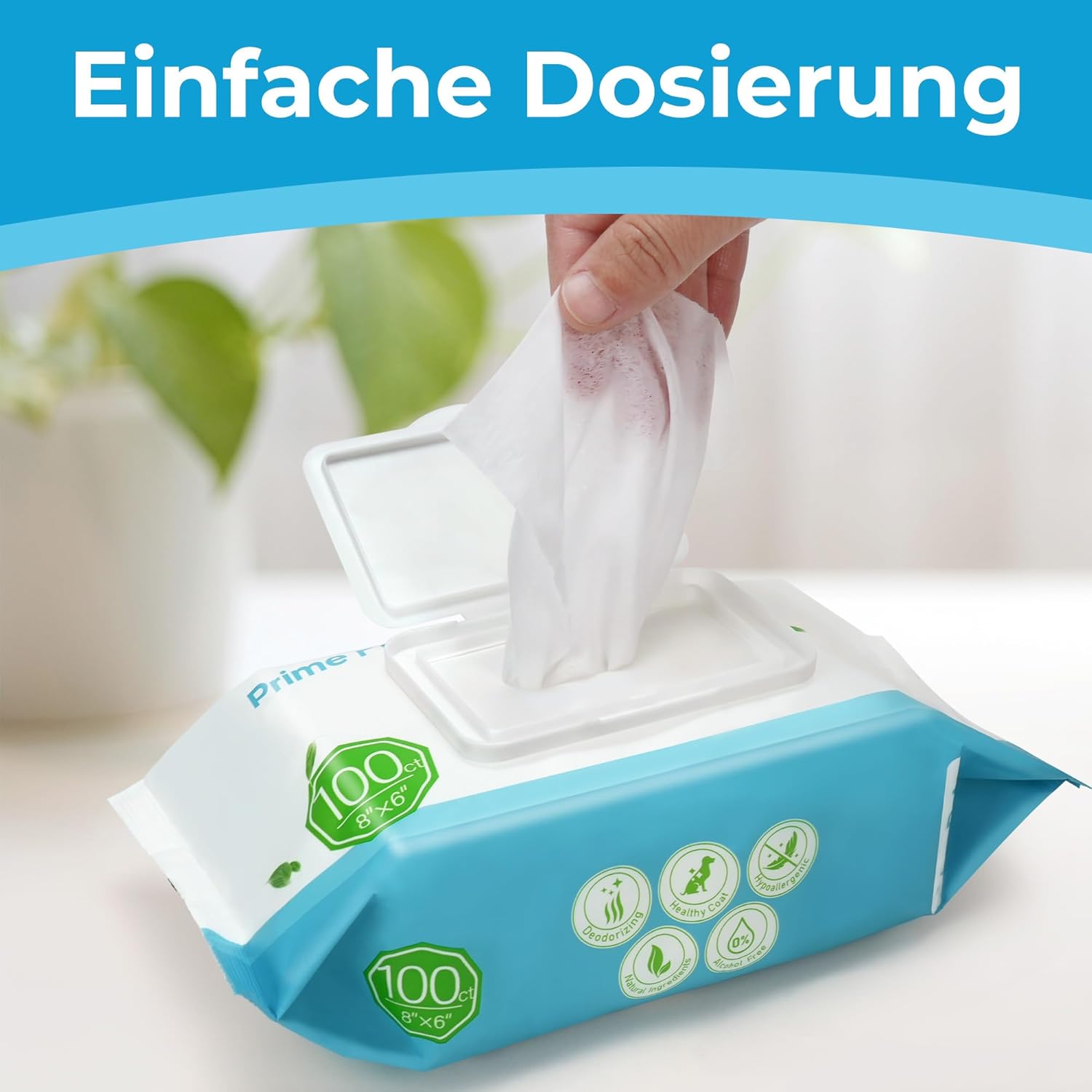 PrimePets Feuchttuecher fuer Hund und Katze 3x100 Stueck unparfuemiert