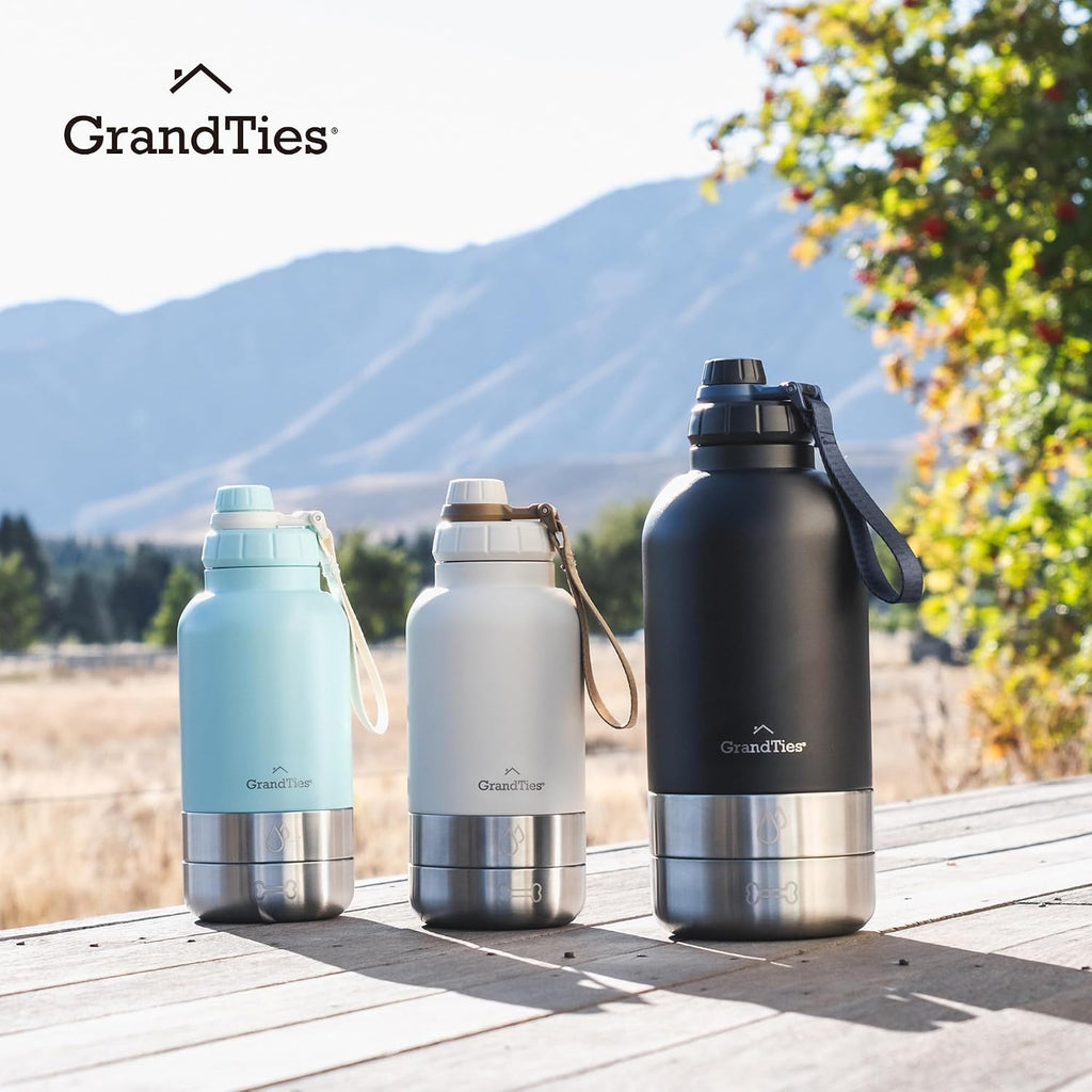 GrandTies tragbare Hundewasserflasche mit 2 abnehmbaren Naepfen, auslaufsi