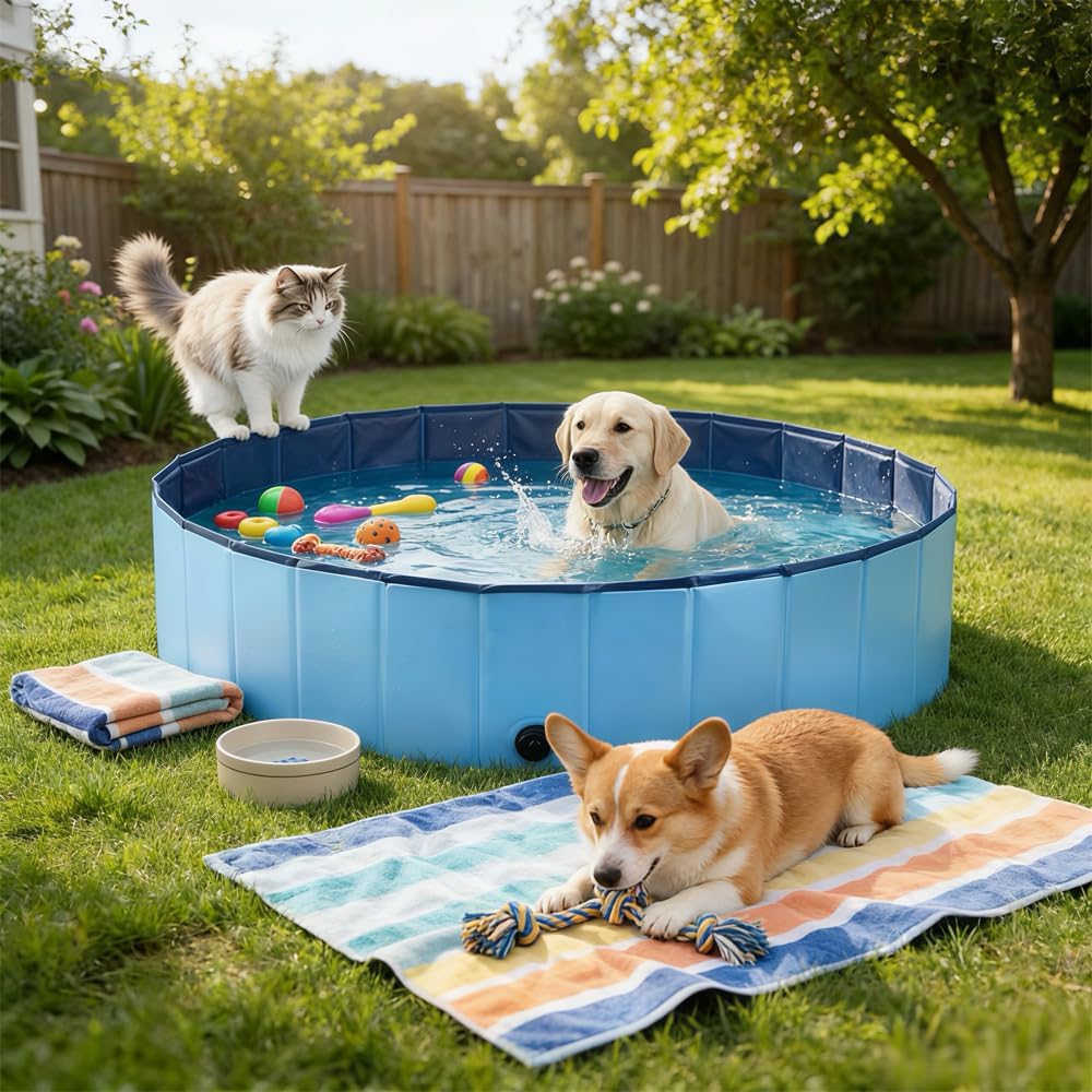 Hundepool faltbar 160x30 cm mit Ablaufloch rutschfest 3-lagig 100cm-160cm