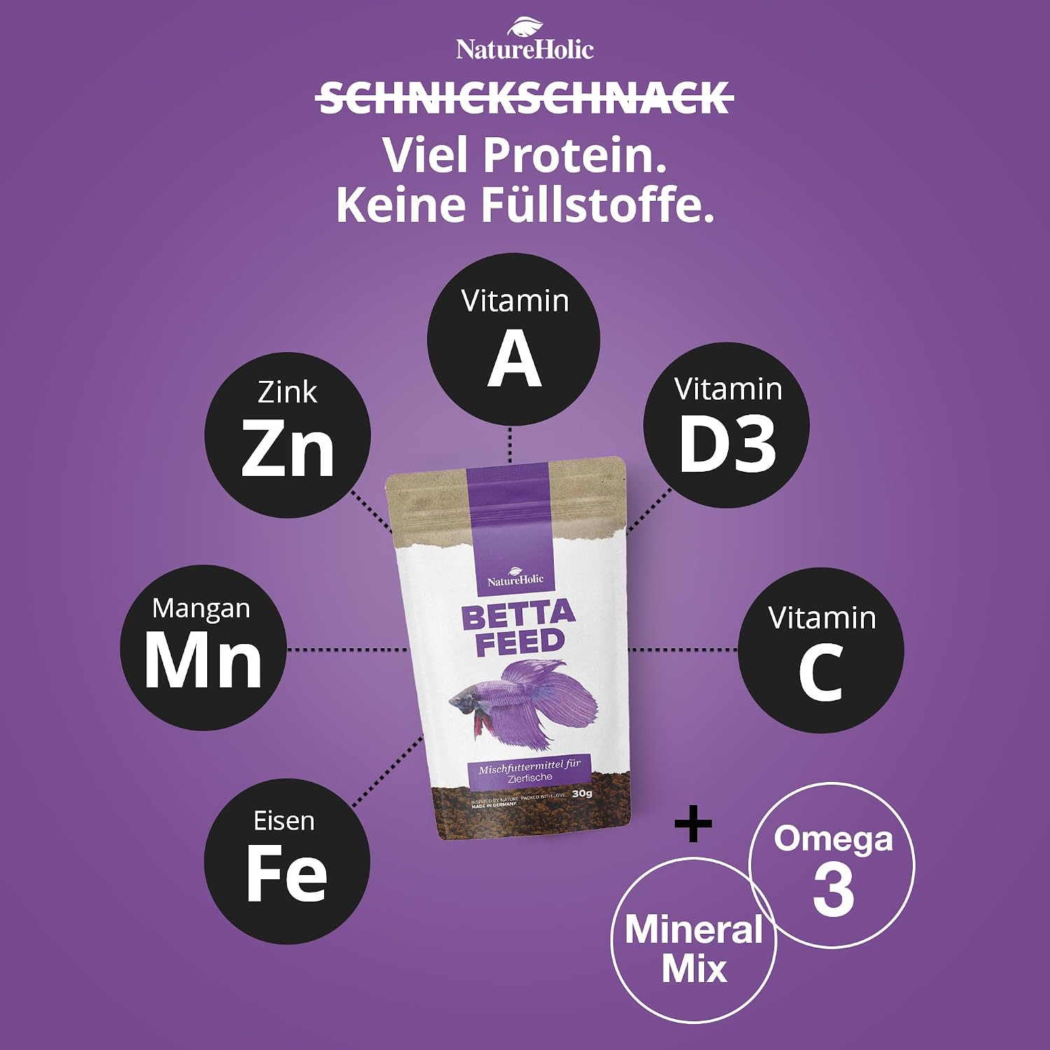 NatureHolic Bettafeed Softgranulat Fischfutter 50 ml fuer Kampffisch Betta splend
