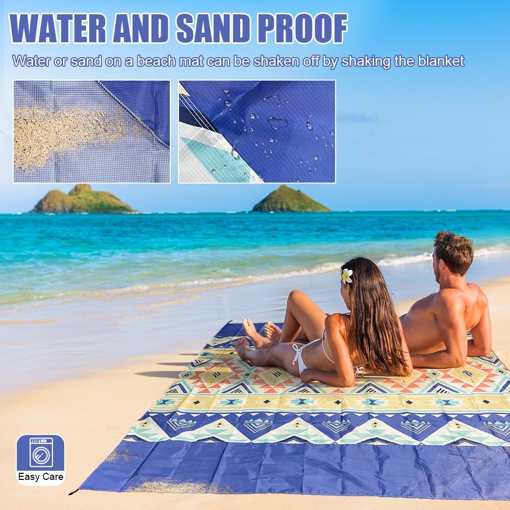 Bseical Stranddecke sandfrei 210x200 cm wasserdicht leicht faltbar 200cm-300cm