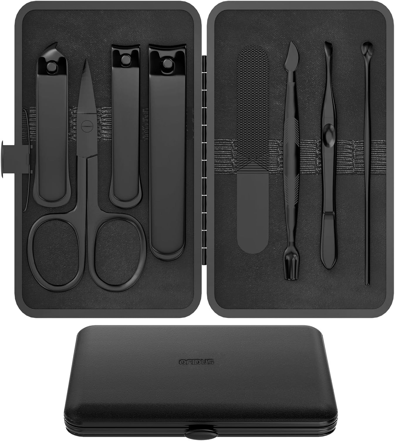 Herren Manikuere Set 8-teilig Edelstahl Reiseset Nagelknipser Pinzette