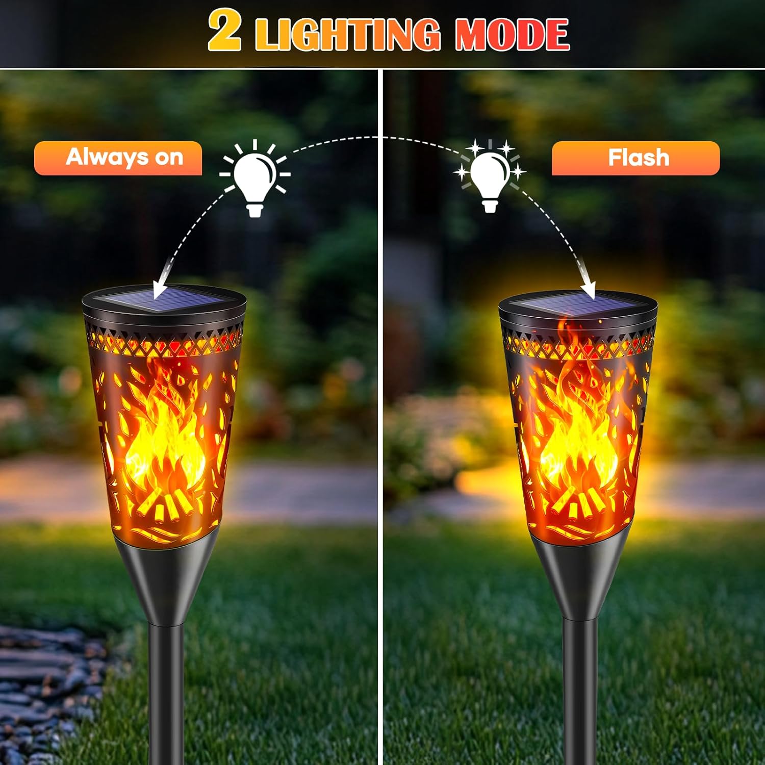 FIFlying Solar Gartenfackeln 6er Set mit Flammeneffekt, IP65, 2 Modi