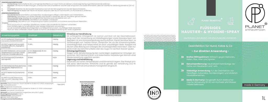 Planet Sensitive Hygiene Spray fuer Hunde und Katzen - Geruchsentferner