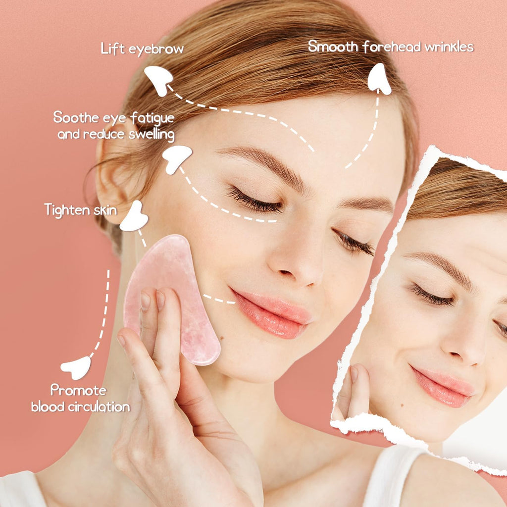 Flagest Gua Sha Rosenquarz Herzform Gesichtsmassage Anti Falten Tool