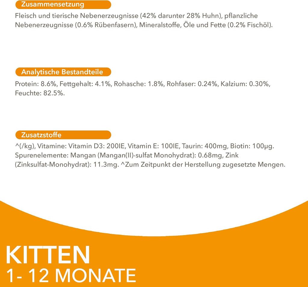 IAMS Delights Kitten Nassfutter 24x85g Huhn in Sauce Katzenfutter Monate