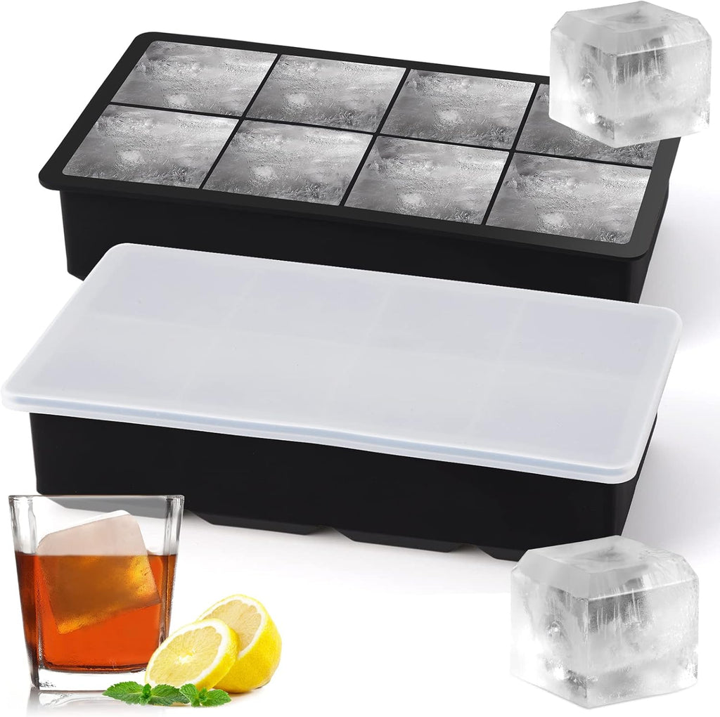 Silikon Eiswuerfelform 3er Set mit Deckel Kugel Wuerfel schwarz