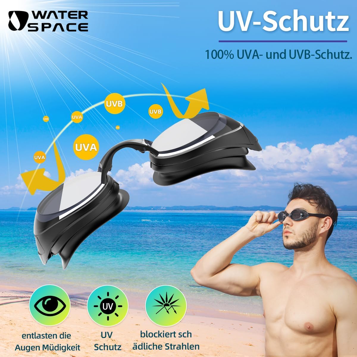 Water Space Schwimmbrille 2er Pack Erwachsene Herren Damen mit UV-Schutz