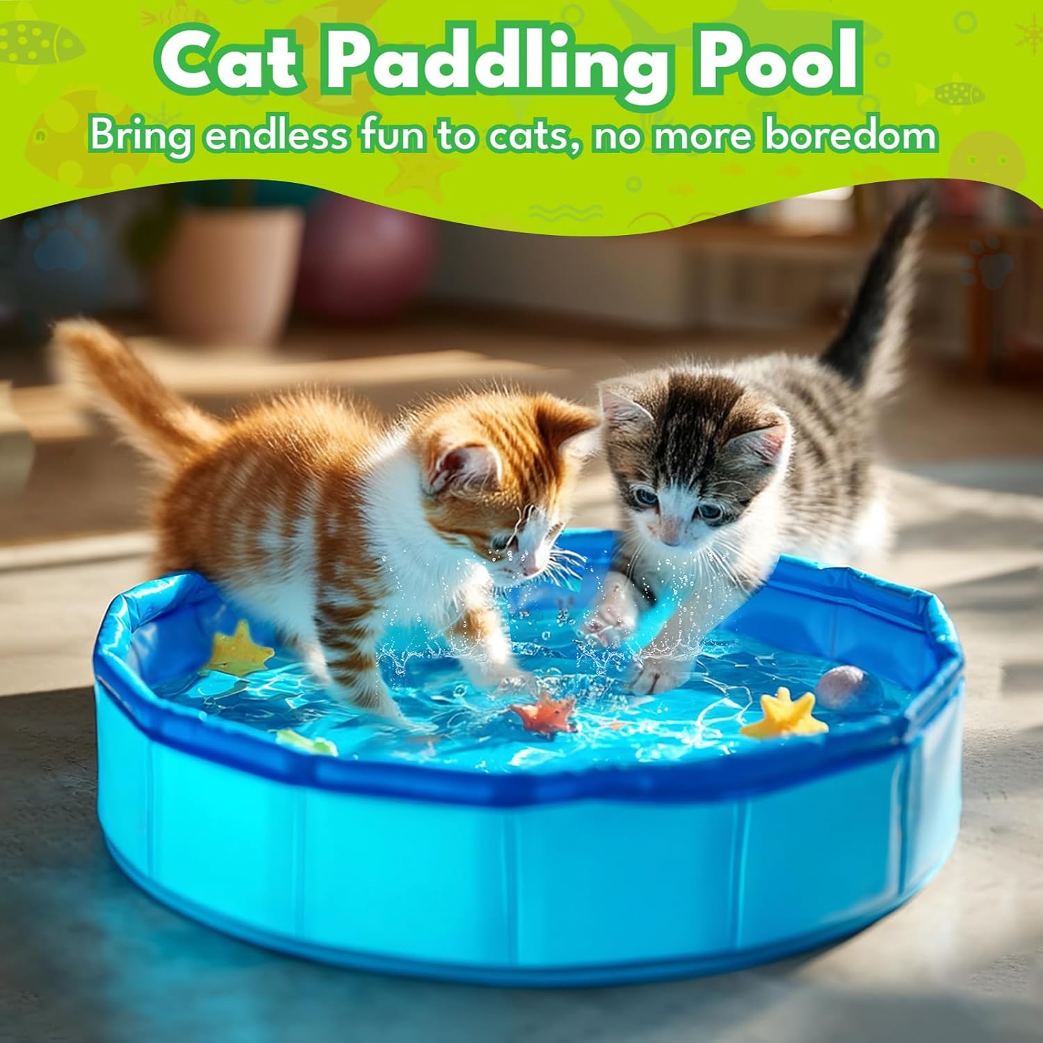 Faltbarer Katzenpool klein 30×10 cm blau Mini Planschbecken fuer Katzen