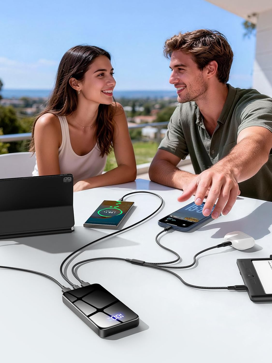 Powerbank 26800 mAh 22,5W USB-C mit LED Display Externer Akku fuer iPhone Galaxy