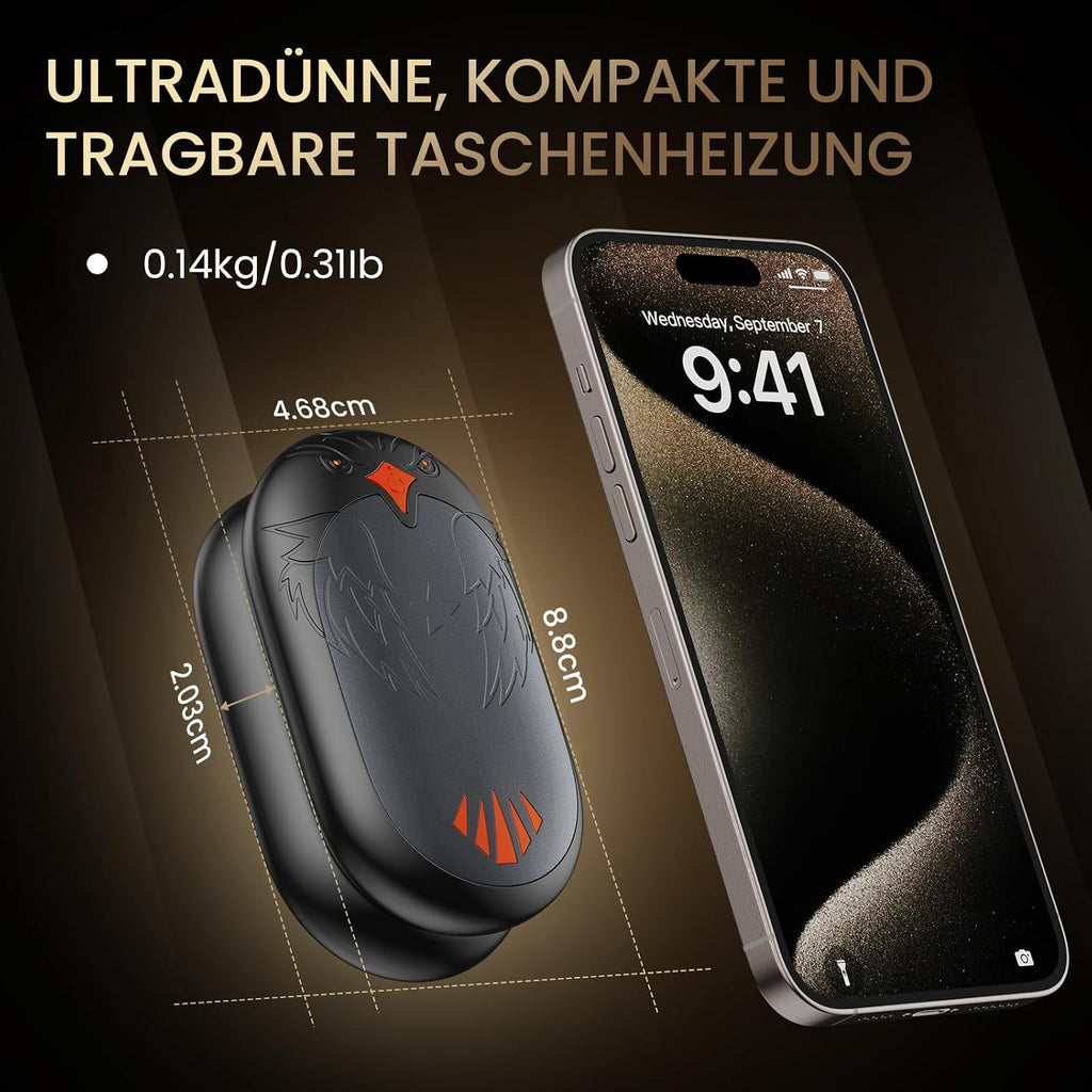 Elektrischer Handwaermer 2er Set wiederaufladbar USB 3 Heizstufen Outdoor