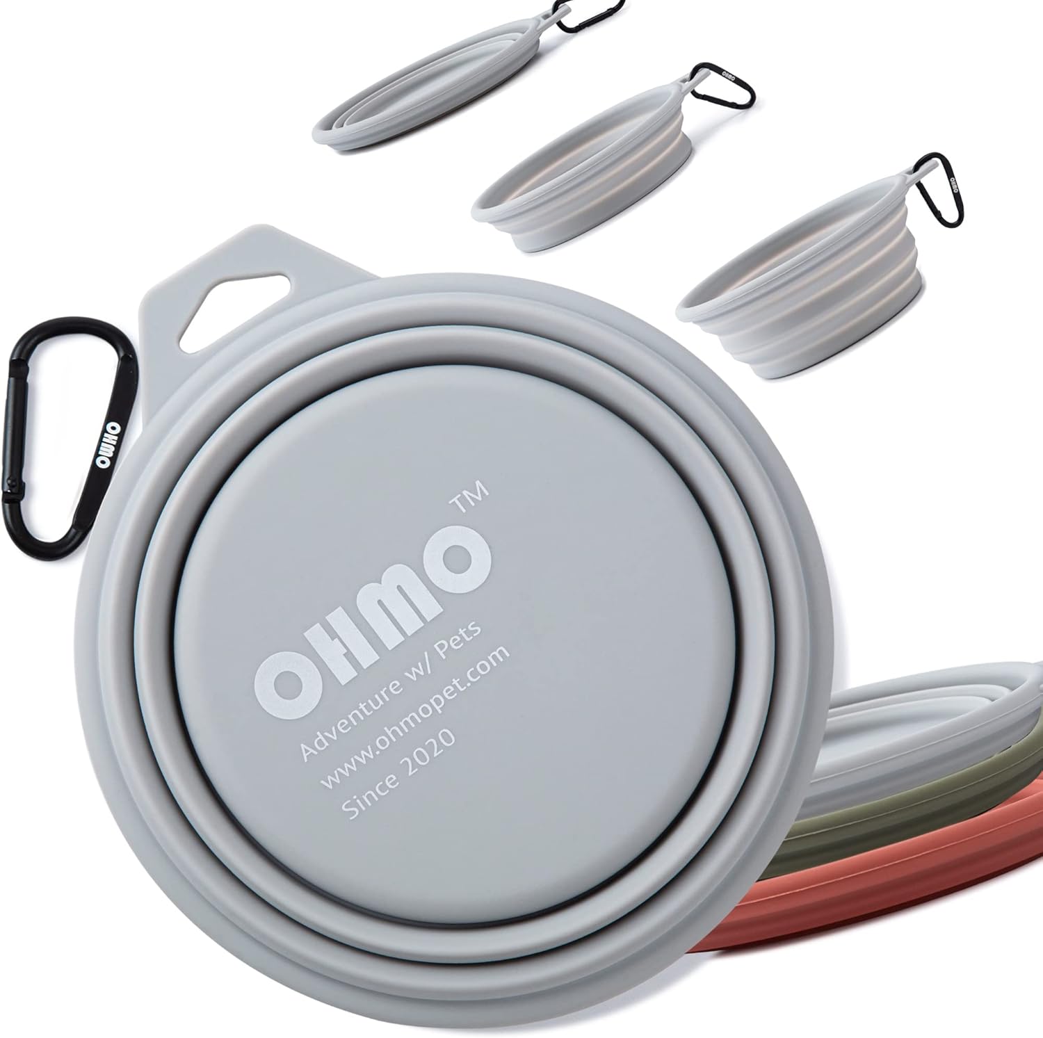 OHMO faltbarer Silikon Hundenapf, 2er Set Blau & Beige, tragbar