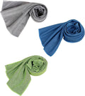 Kuehltuecher 3er Set Cooling Towel Grau Blau Gruen Kuehlhandtuch Sport Handtuch Kuehl