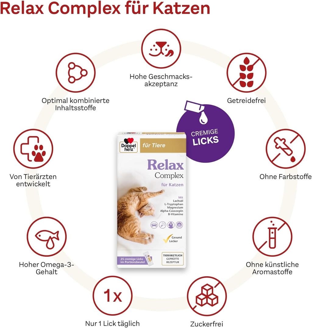 Doppelherz Relax Complex Katzen Licks mit Alpha‑Casozepin L‑Tryptophan