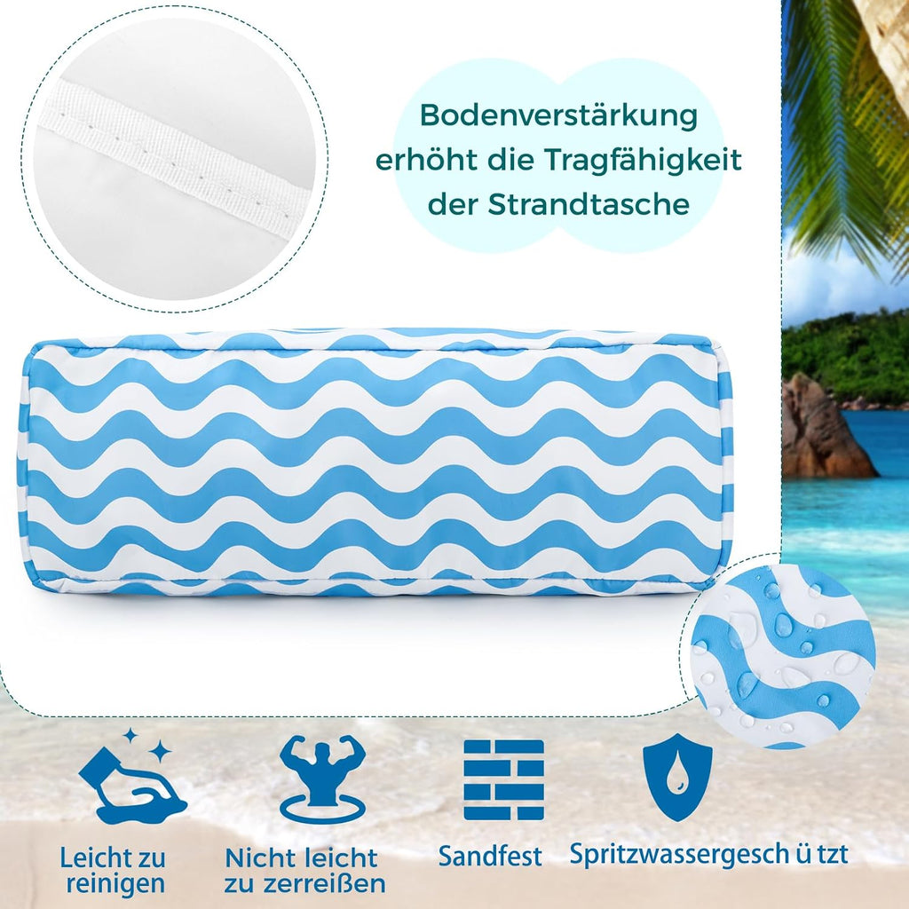 benpen Strandtasche XXL mit Reissverschluss Damen Faltbar Grosse Badetasche