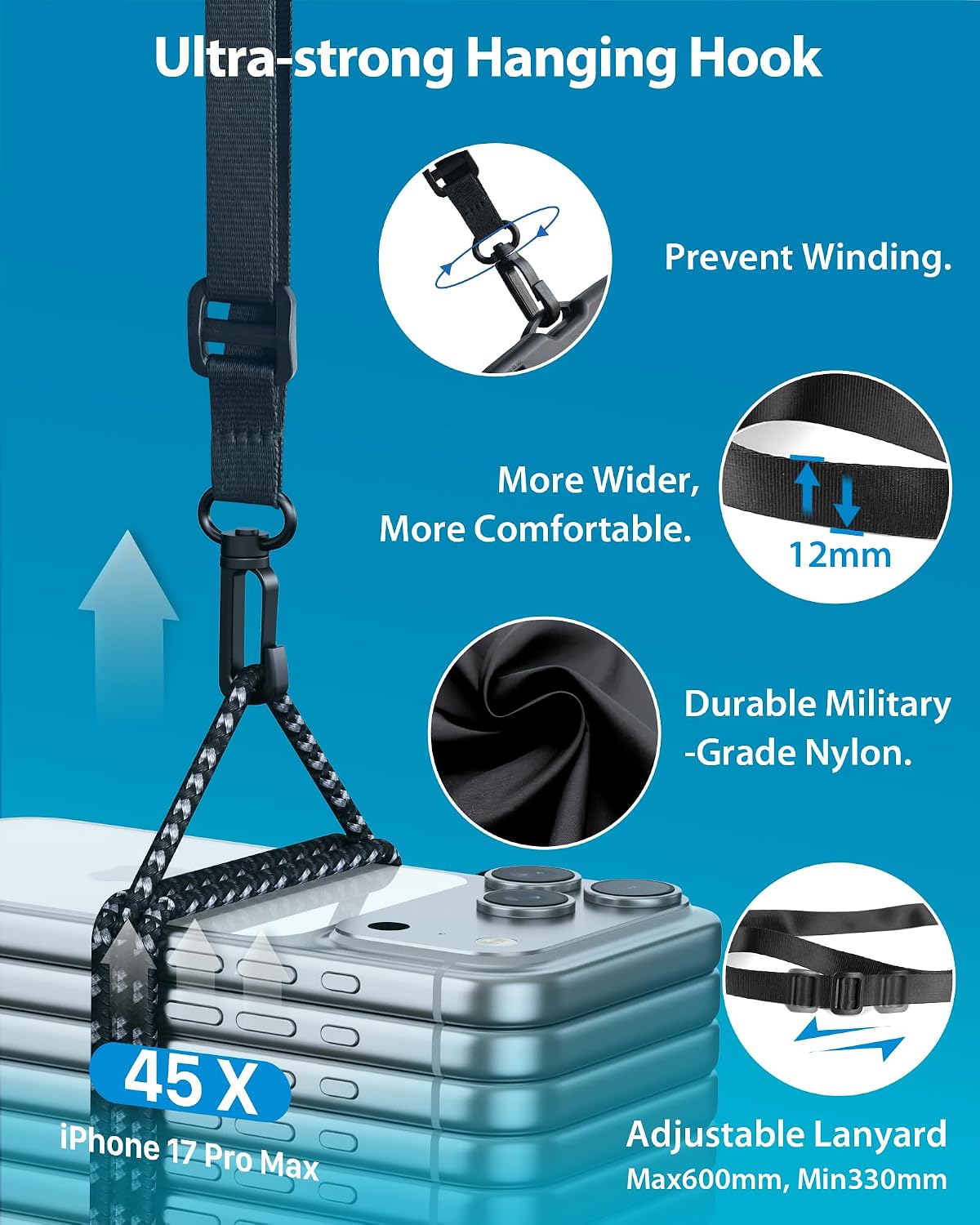 YOSH wasserdichte Handytasche 7,0" IPX8 mit Schluesselband 2er Set durchsichtig