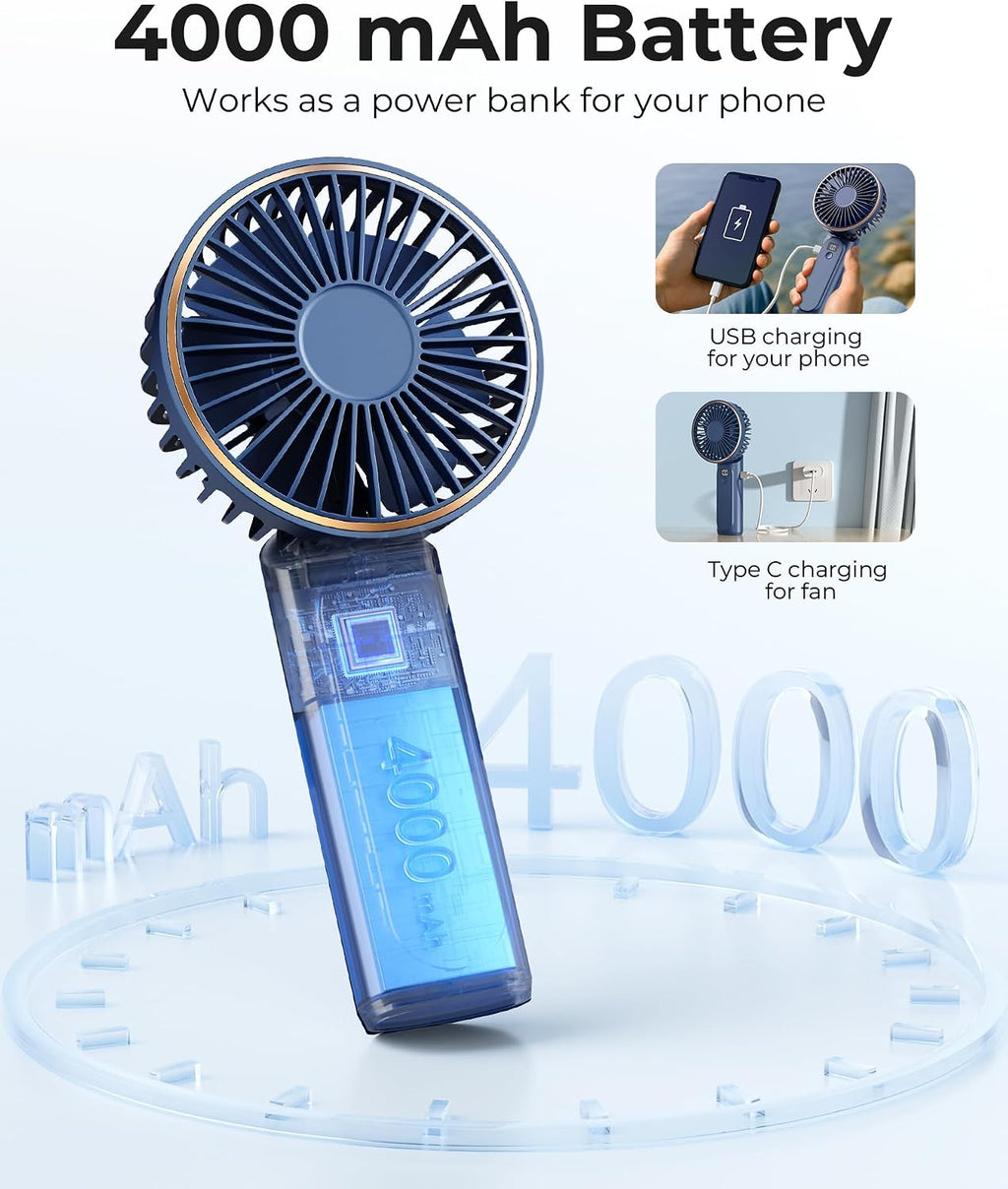 Mini Ventilator tragbar 4000mAh 180° verstellbar 6 Stufen mit Powerbank LED-Disp