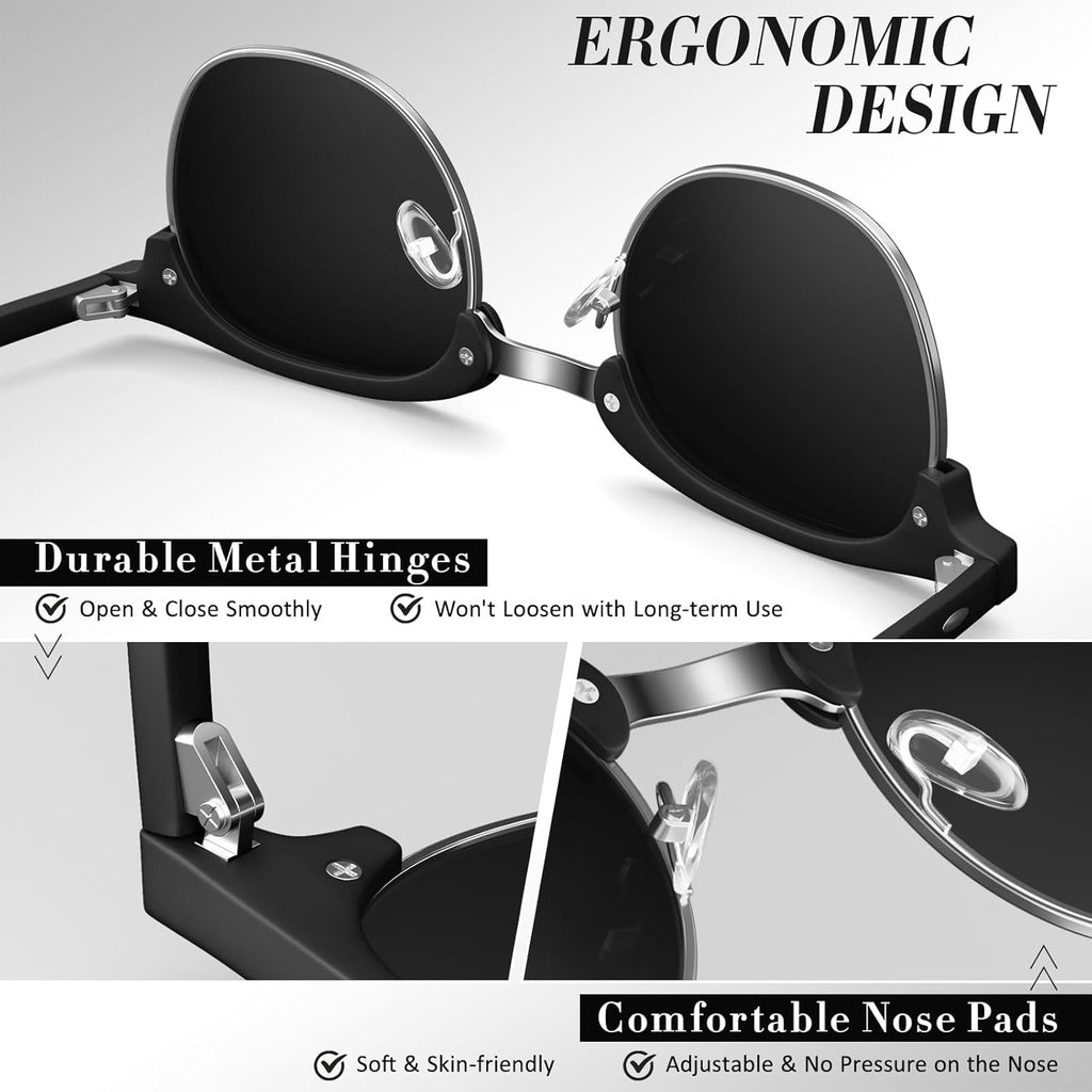 LINVO Polarisierte Sonnenbrille Herren Damen Halbrahmen UV400 Retro Fahren Angel