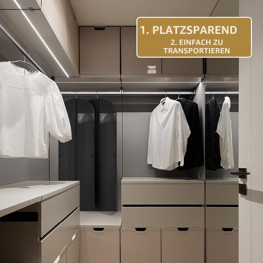2er Set Kleidersaecke 180x60 cm faltbar staubdicht Schwarz
