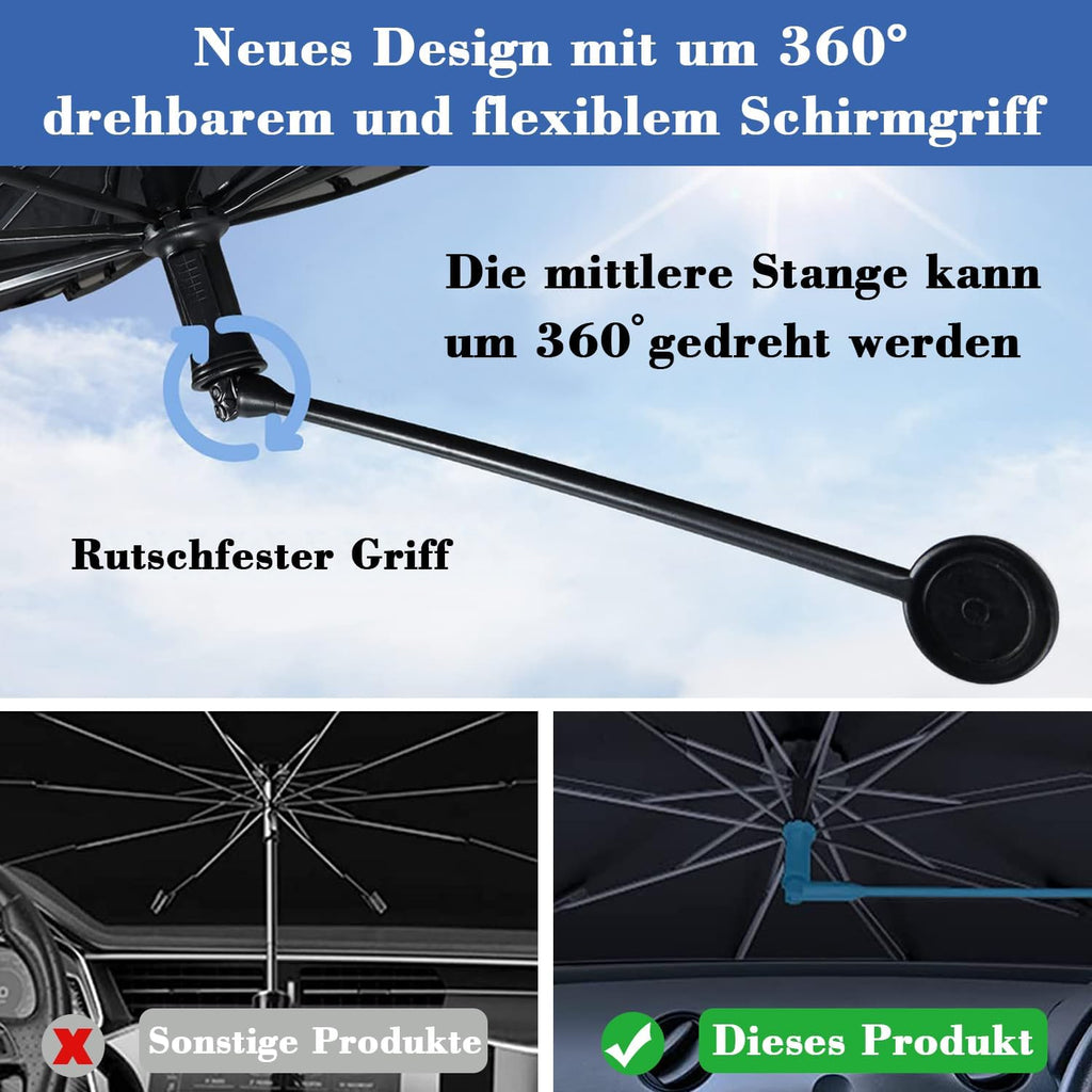 RnCop Faltbare Sonnenblende Frontscheibe Carbon 145x83 cm fuer 79cm-83cm