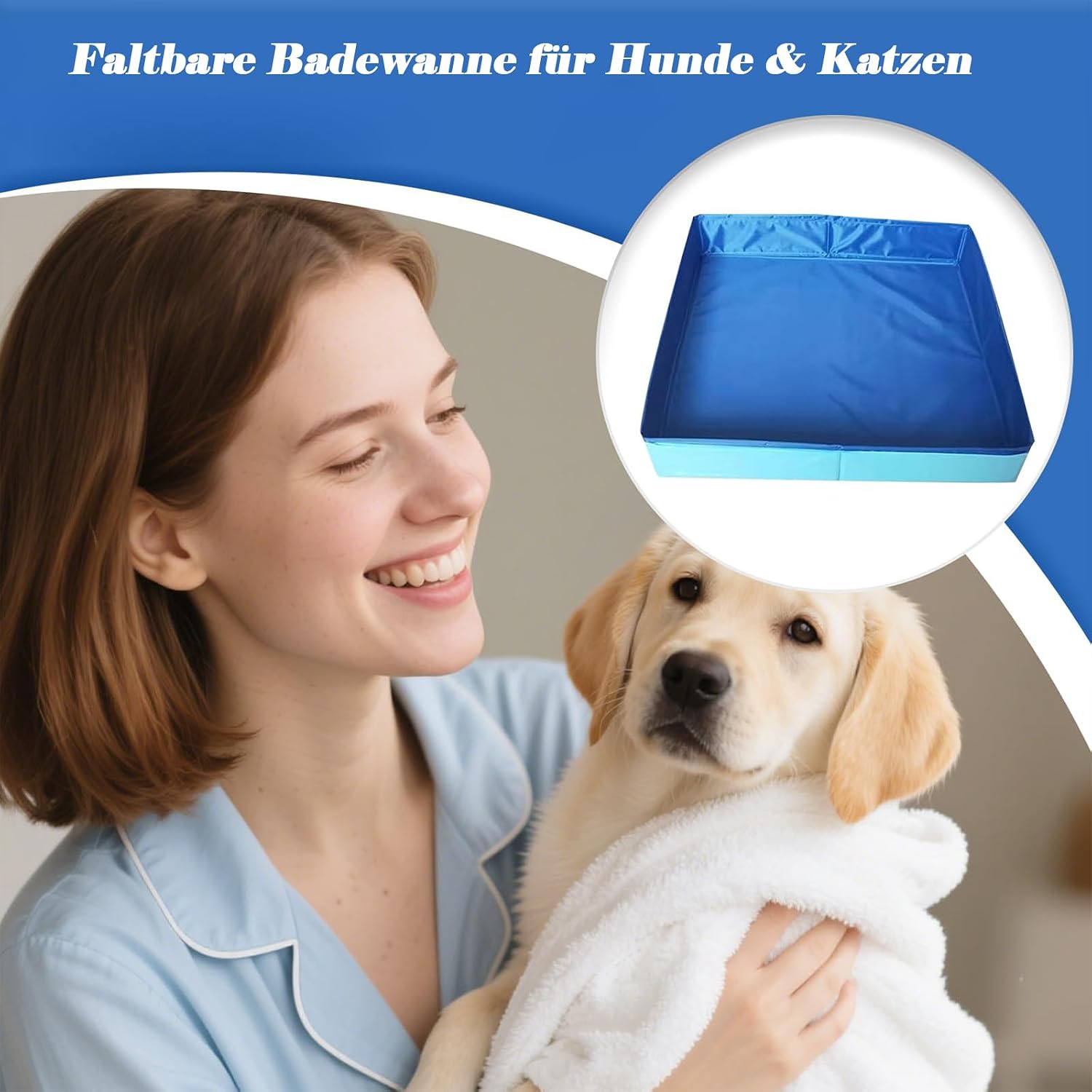 Faltbarer Hundepool eckig 50×50×10 cm klappbar Katzenpool