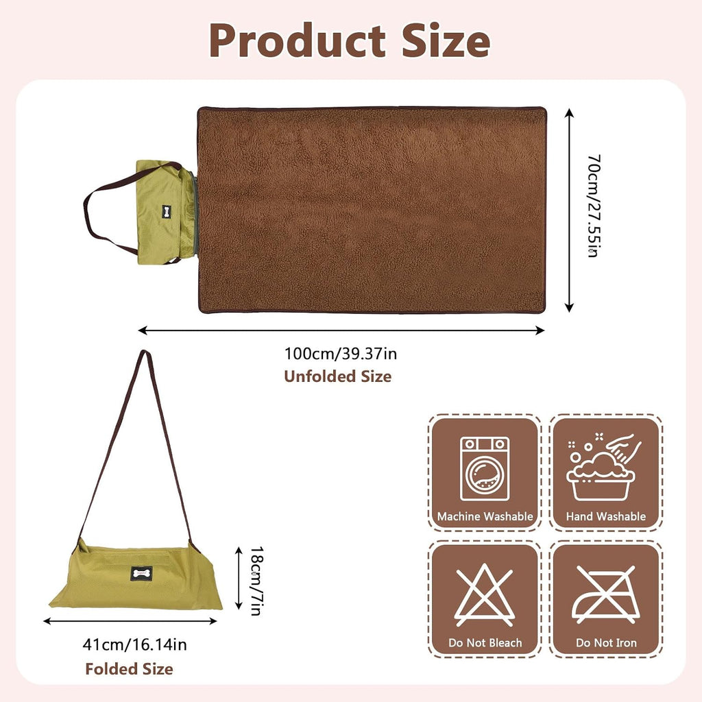Faltbare wasserdichte Hundedecke 100×70 cm mit Tasche - weich, waermend