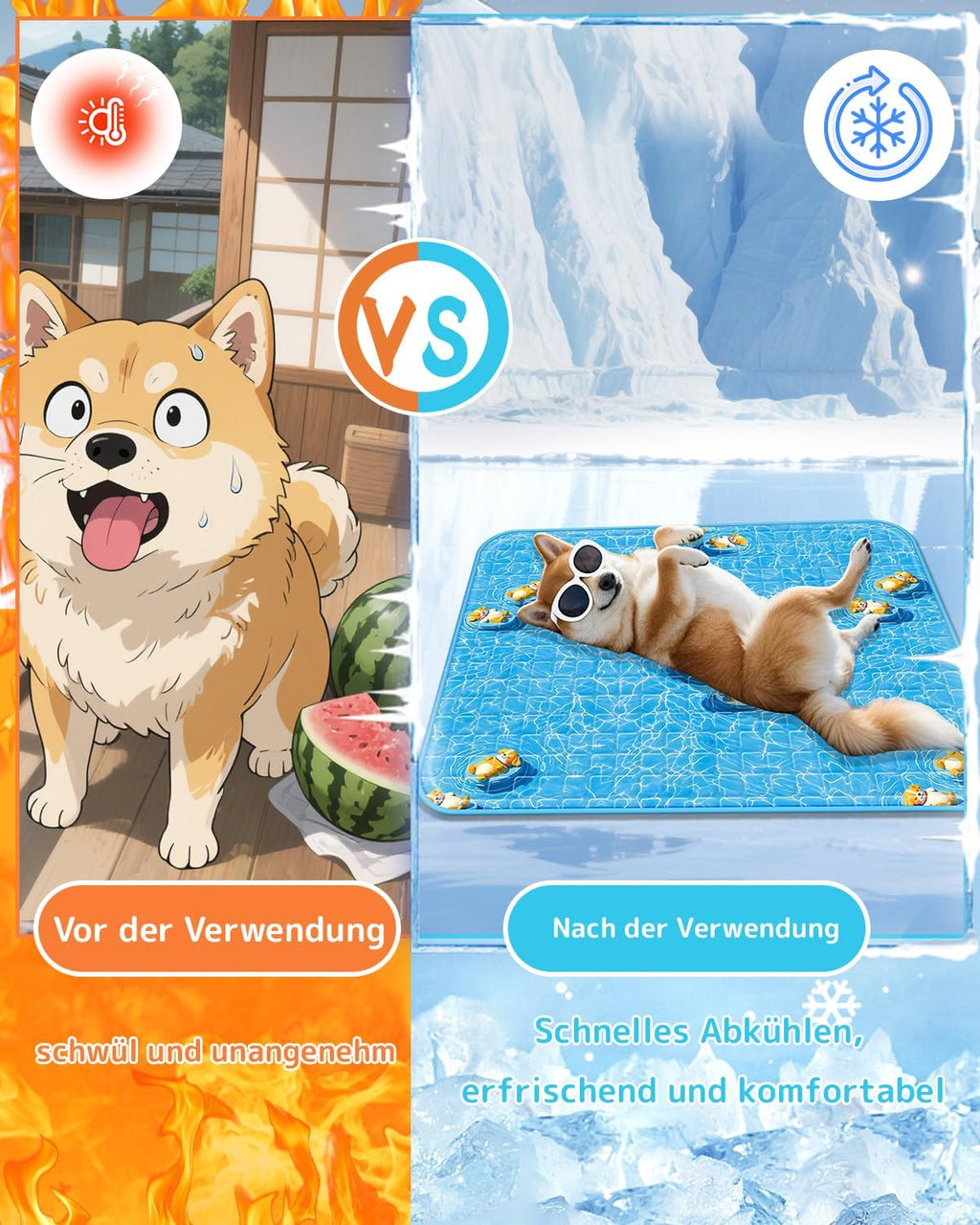 Hundekuehlmatte 60x90 cm selbstkuehlend waschbar und krallenfest