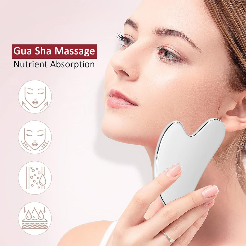 Gua Sha Edelstahl Massagegeraet Gesicht Lymphdrainage Koerper