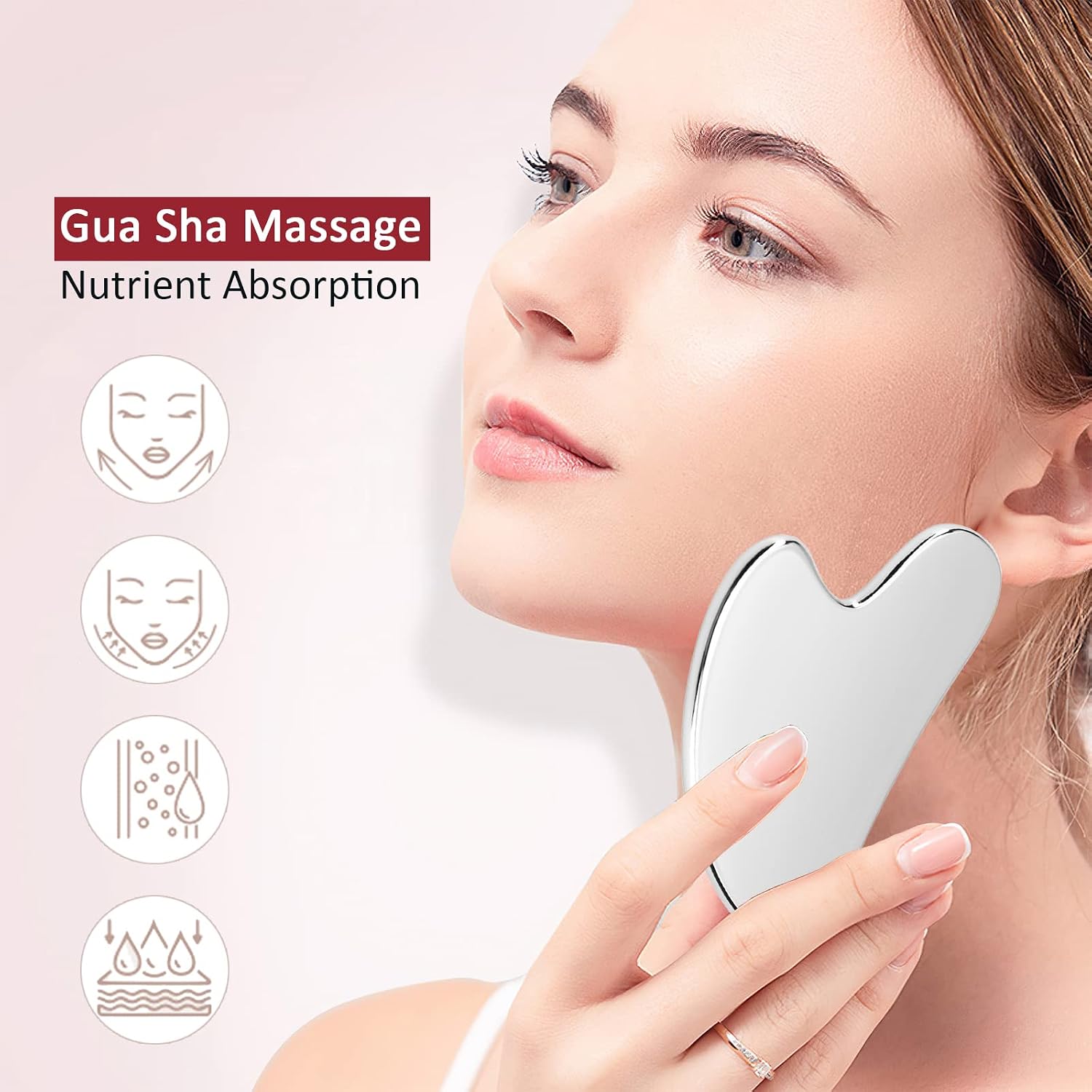 Gua Sha Edelstahl Massagegeraet Gesicht Lymphdrainage Koerper