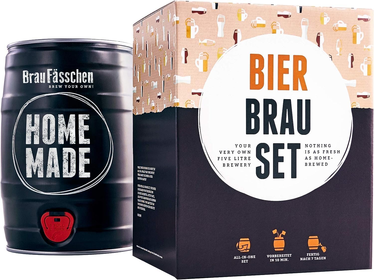 Braufaesschen Bierbrauset Pils 5 L Fass zum Selberbrauen Geschenk fuer Maenner