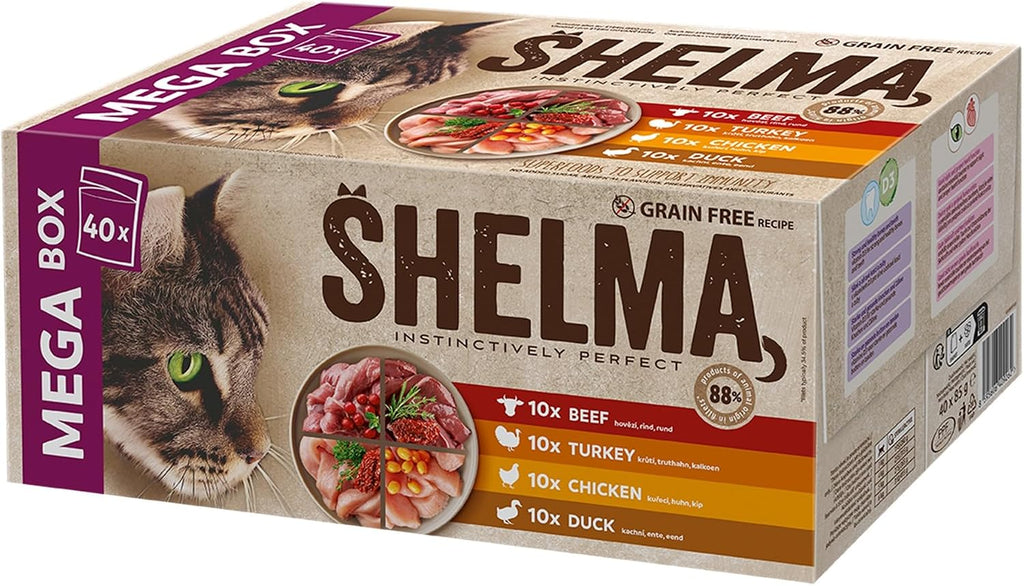 Shelma Katzen Nassfutter 12er bis 48er Pack getreidefrei verschiedene Sorten