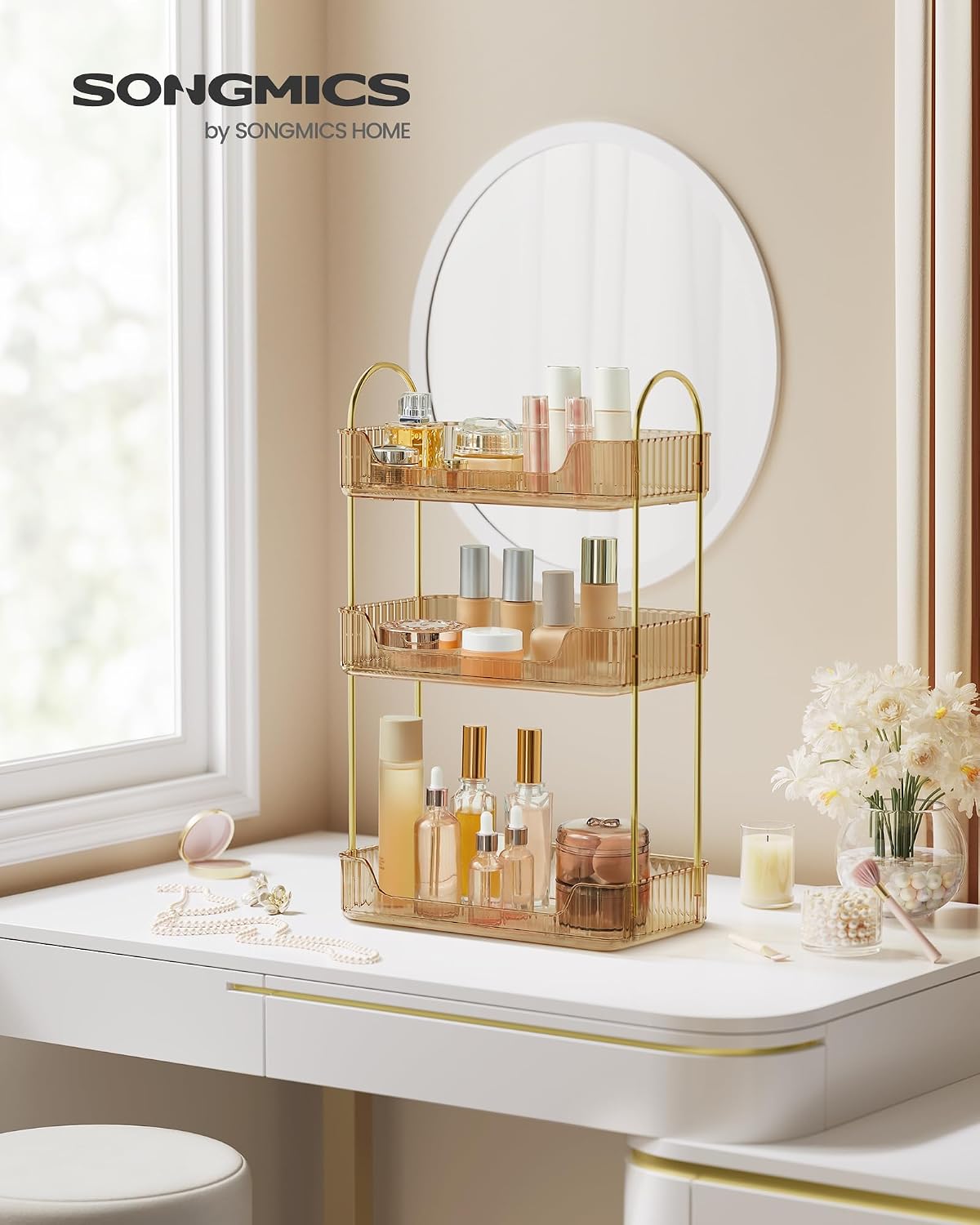 SONGMICS Make-up Organizer Kosmetik Aufbewahrung 3 Ebenen 2 Zubehoertypen