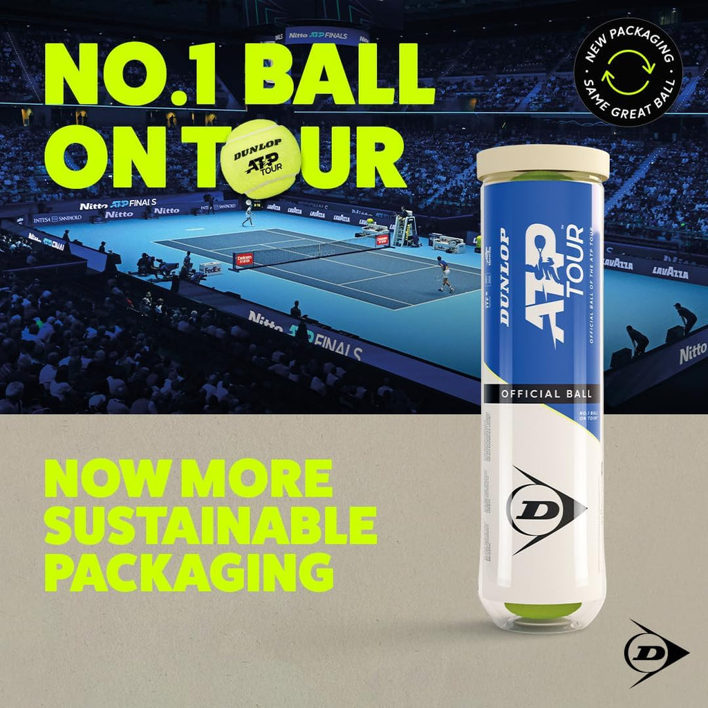Dunlop ATP Tour Tennisbaelle 4er Dose fuer Sandplatz Hartplatz Rasen