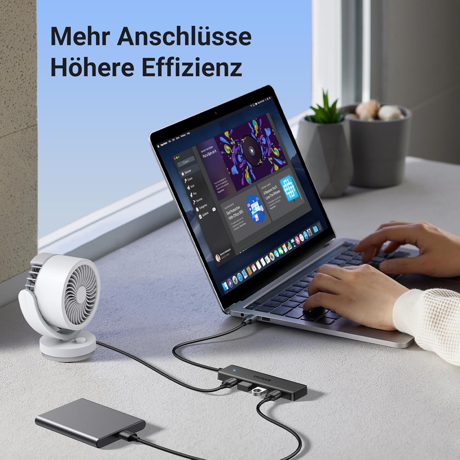 UGREEN USB 3.0 4‑Port Hub 5 Gbps mit 15cm-100cm Kabel