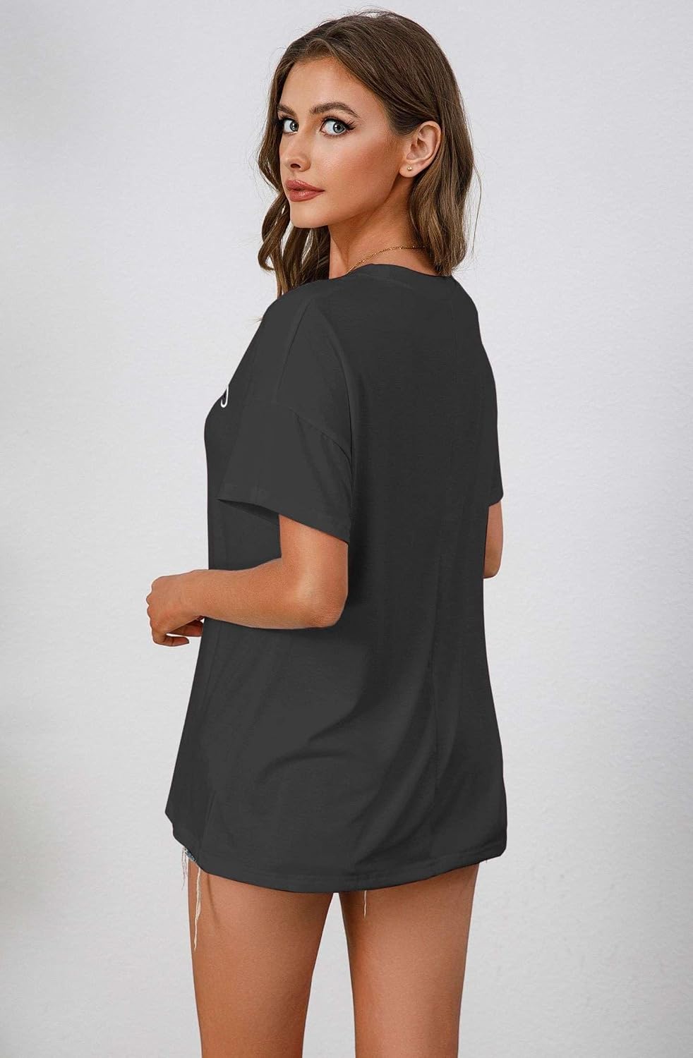Damen Oversized T‑Shirt Baumwolle kurz-/langarm locker Tunika S-XXL