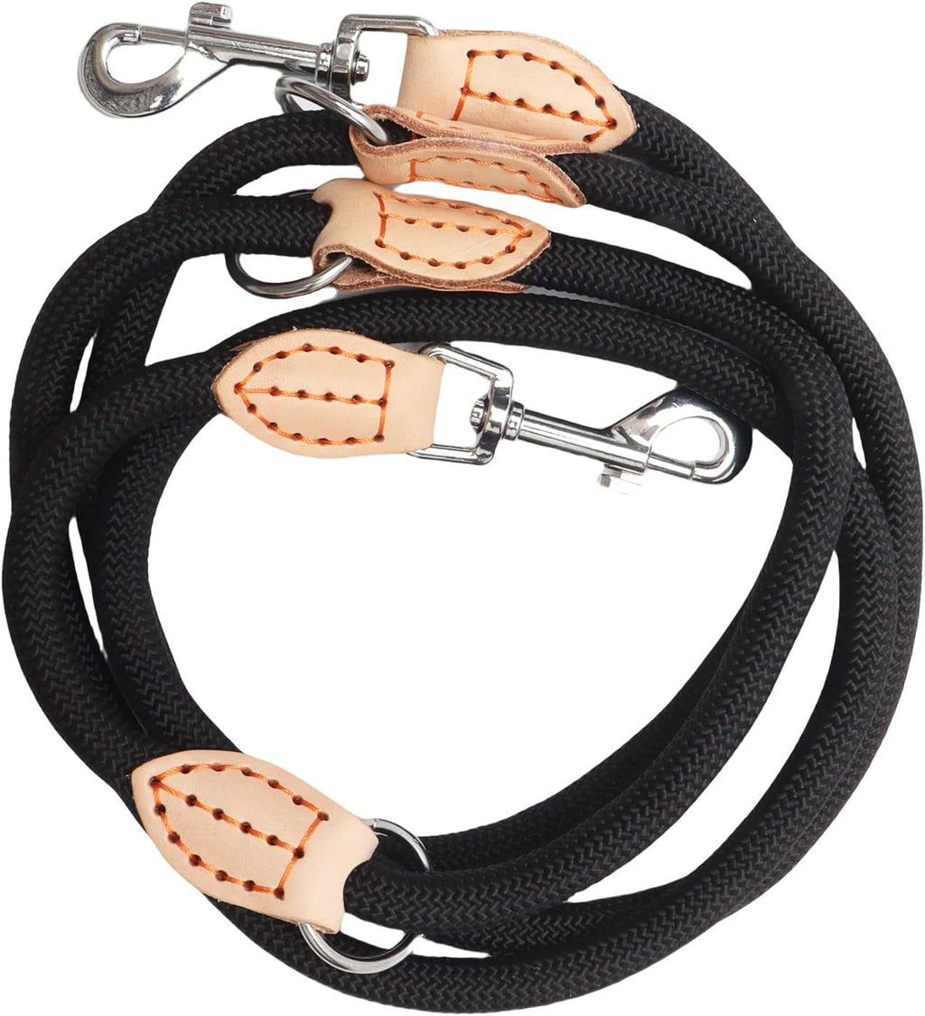 Multifunktions Hundeleine 2,1 m Nylon Beige mit 2 Karabinern fuer 2 Hunde
