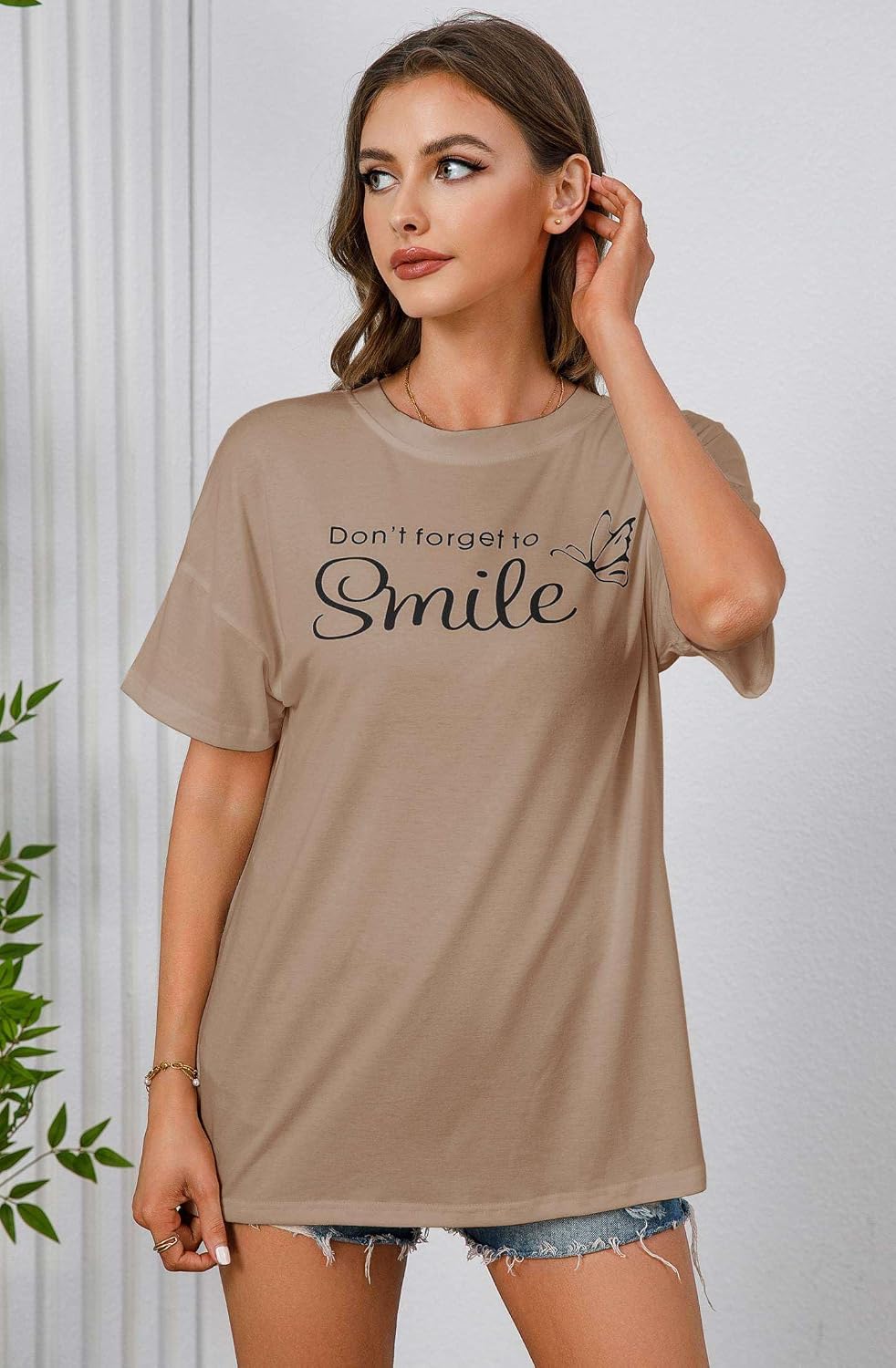 Damen Oversized T‑Shirt Baumwolle kurz-/langarm locker Tunika S-XXL