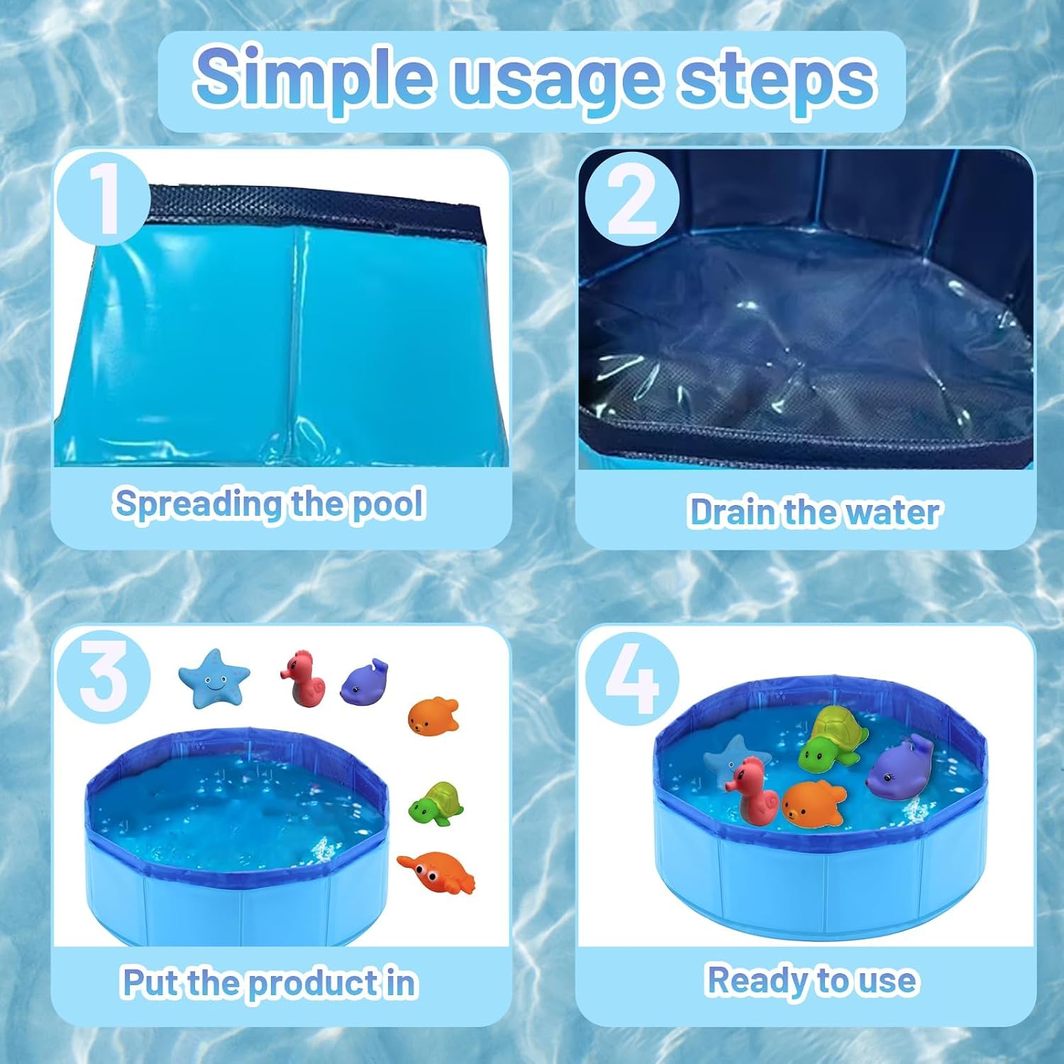 Katzenpool 30×10 cm rutschfester Mini-Pool fuer Katzen und Hunde Blau