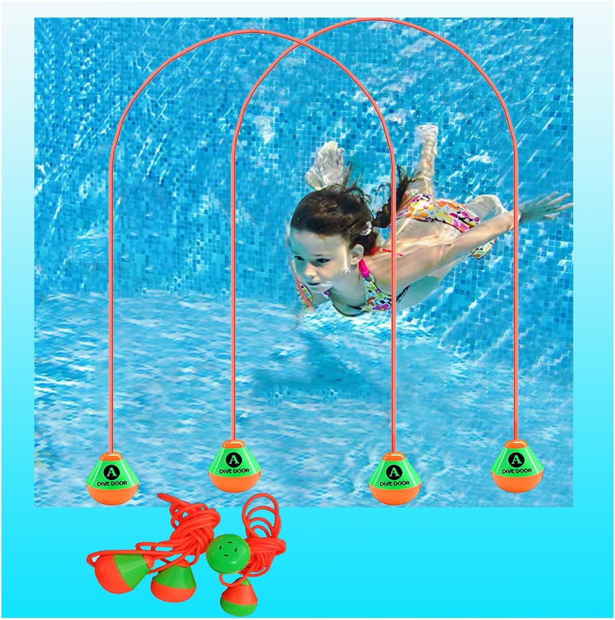 2x Tauchringe Kinder 2,5m Pool Spielzeug Tauchspiel Wasserspielzeug ab 5 Jahren