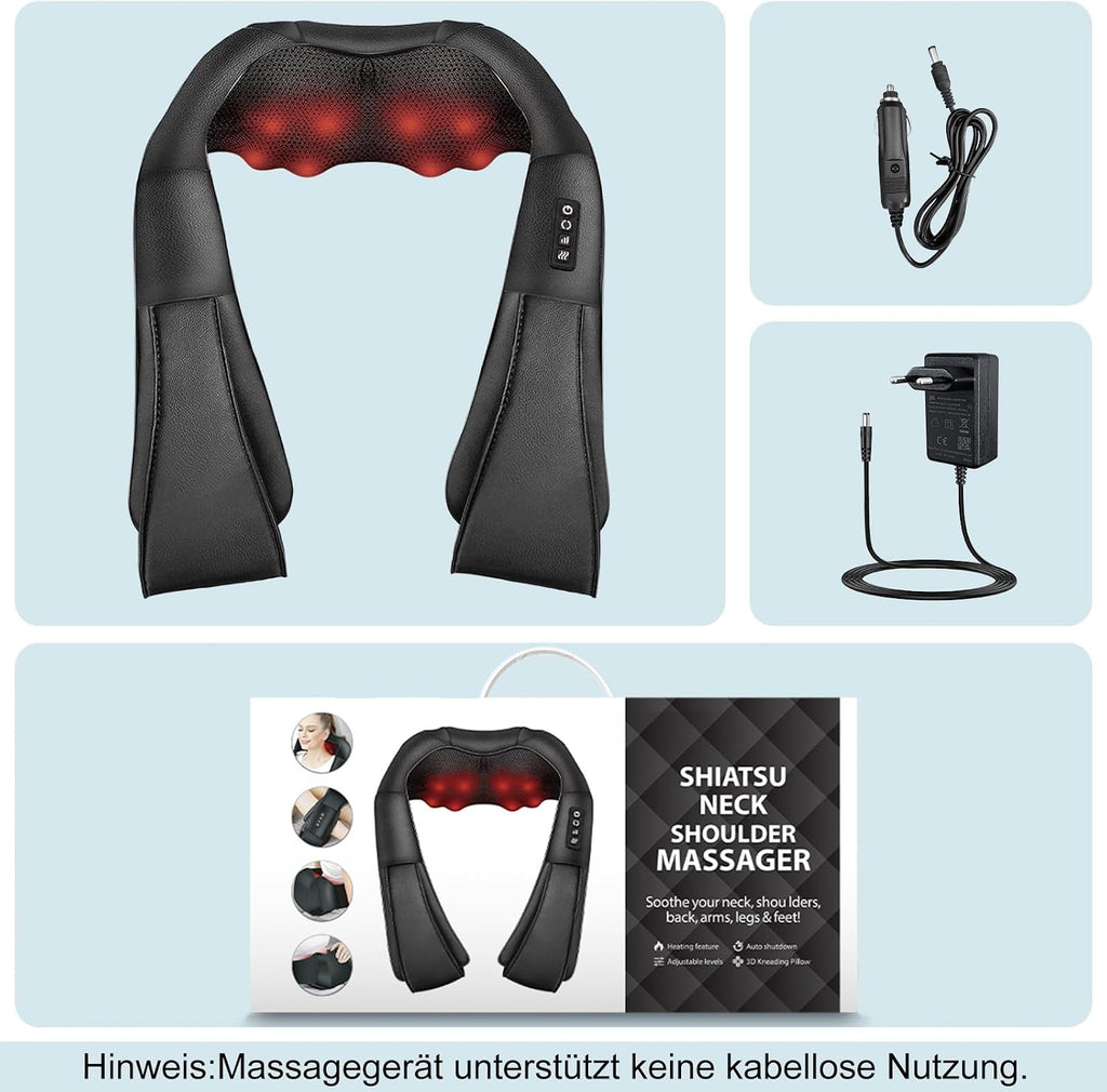 Ikristin Shiatsu Nacken- und Rueckenmassagegeraet 3D mit Waerme