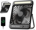 Warmco Akku-Ventilator 20000 mAh 27 cm mit Lampe, Display, Haken, USB