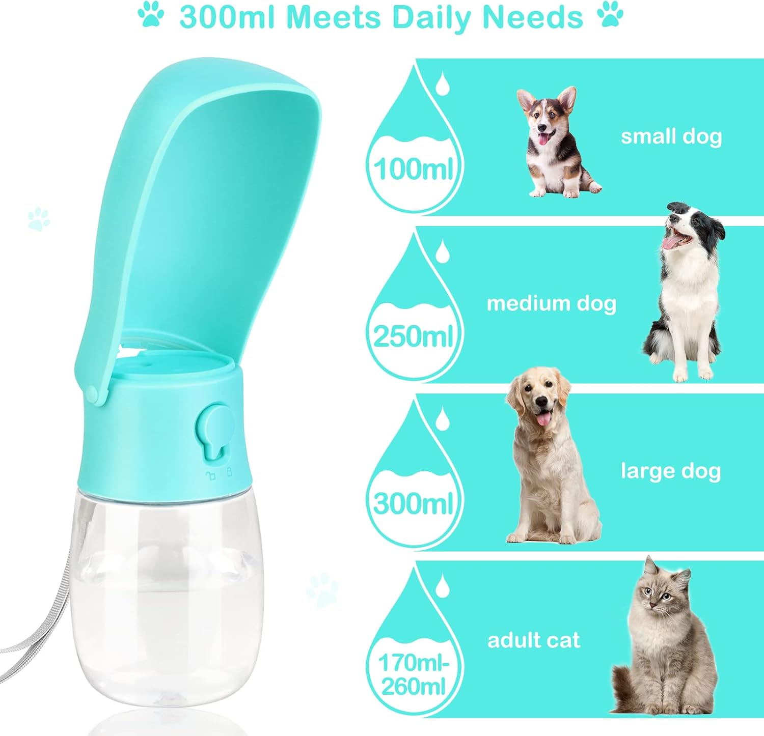 JOPHEK Trinkflasche fuer Hunde und Katzen auslaufsicher mit Filter